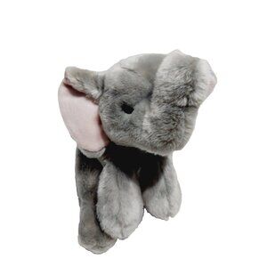 A & A Plush Baby Elephant Gray Pink Ear Beanbag Stuffed Animal 12"